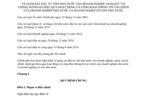 Nghị định 87/2015/NĐ-CP giám sát đầu tư vốn nhà nước vào doanh nghiệp