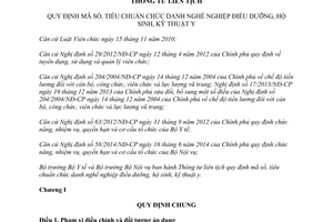 Thông tư liên tịch 26/2015/TTLT-BYT-BNV mã số tiêu chuẩn chức danh nghề điều dưỡng hộ sinh kỹ thuật y