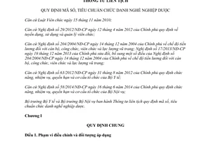 Thông tư liên tịch 27/2015/TTLT-BYT-BNV mã số tiêu chuẩn chức danh nghề nghiệp dược