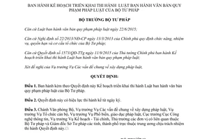Quyết định 1785/QĐ-BTP kế hoạch triển khai thi hành Luật ban hành văn bản quy phạm pháp luật
