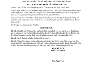 Quyết định 1647/QĐ-UBND thủ tục hành chính trong lĩnh vực hòa giải ở cơ sở Trà Vinh 2015