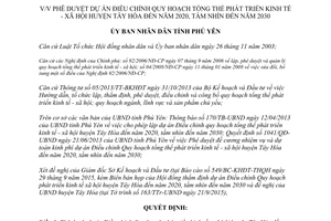 Quyết định 1924/QĐ-UBND điều chỉnh Quy hoạch phát triển kinh tế xã hội huyện Tây Hòa Phú Yên