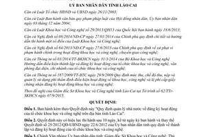 Quyết định 48/2015/QĐ-UBND quản lý nhà nước đăng ký hoạt động tổ chức khoa học và công nghệ Lào Cai