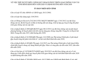 Quyết định 3507/QĐ-UBND duyệt điều chỉnh quy hoạch phát triển giao thông vận tải Bình Định 2015