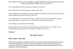 Thông tư 56/2015/TT-BGTVT quản lý các nhiệm vụ môi trường sử dụng ngân sách nhà nước