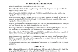 Quyết định 49/2015/QĐ-UBND quản lý nhà nước khu công nghiệp khu thương mại công nghiệp Lào Cai