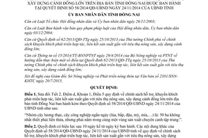 Quyết định 31/2015/QĐ-UBND sửa đổi hỗ trợ khuyến khích phát triển hợp tác xây dựng cánh đồng lớn Đồng Nai