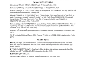 Quyết định 2788/QĐ-UBND quy hoạch thăm dò khai thác sử dụng than bùn Vĩnh Phúc 2020 2030