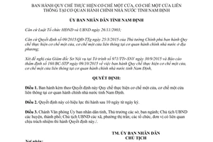 Quyết định 32/2015/QĐ-UBND cơ chế một cửa liên thông tại cơ quan hành chính nhà nước Nam Định