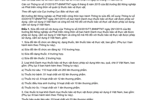 Thông tư 34/2015/TT-BNNPTNT sửa đổi Thông tư 03/2015/TT-BNNPTNT thuốc bảo vệ thực vật