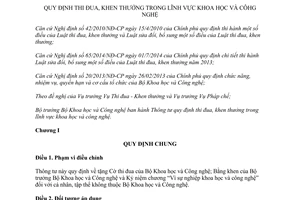 Thông tư 18/2015/TT-BKHCN thi đua khen thưởng trong lĩnh vực khoa học và công nghệ