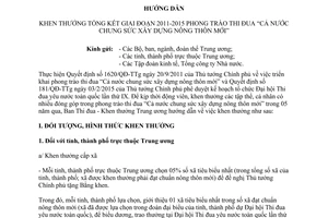 Hướng dẫn 2378/HD-BTĐKT khen thưởng phong trào thi đua cả nước chung sức xây dựng nông thôn mới 2015