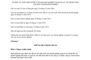 Nghị định 91/2015/NĐ-CP đầu tư vốn nhà nước vào doanh nghiệp