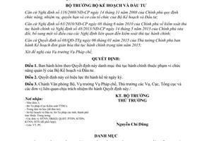 Quyết định 1481/QĐ-BKHĐT thủ tục hành chính thuộc phạm vi chức năng quản lý bộ kế hoạch đầu tư 2015