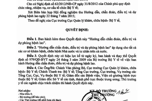 Quyết định 4263/QĐ-BYT Hướng dẫn chẩn đoán điều trị và dự phòng bệnh lao 2015