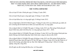 Quyết định 1747/QĐ-TTg ứng dụng chuyển giao tiến bộ khoa học công nghệ phát triển kinh tế xã hội 2015