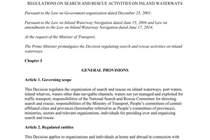 Decision No. 51/2015/QĐ-TTg search and rescue activities on inland waterways