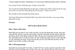 Quyết định 51/2015/QĐ-TTg tổ chức tìm kiếm cứu nạn giao thông đường thủy nội địa