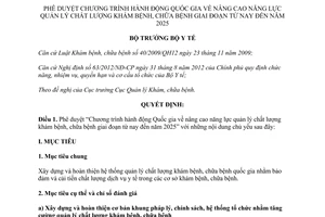 Quyết định 4276/QĐ-BYT nâng cao năng lực quản lý chất lượng khám chữa bệnh 2015