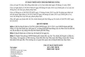 Quyết định 7651/QĐ-UBND bãi bỏ Quyết định 36/2011/QĐ-UBND Đà Nẵng 2015