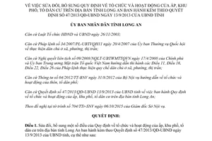 Quyết định 47/2015/QĐ-UBND sửa đổi tổ chức hoạt động của ấp khu phố tổ dân cư Long An