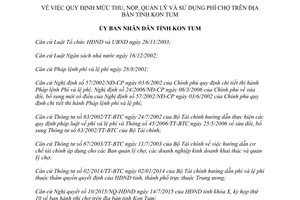 Quyết định 43/2015/QĐ-UBND mức thu nộp quản lý và sử dụng phí chợ Kon Tum