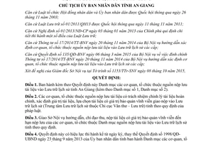 Quyết định 2223/QĐ-UBND cơ quan tổ chức thuộc nguồn nộp lưu tài liệu vào Lưu trữ lịch sử An Giang 2015