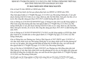 Quyết định 30/2015/QĐ-UBND nội dung mức hỗ trợ trực tiếp cho hộ gia đình bố trí dân cư Thái Nguyên