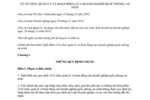 Nghị định 93/2015/NĐ-CP tổ chức quản lý hoạt động doanh nghiệp quốc phòng an ninh