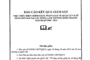 Báo cáo 958/BC-UBTVQH13 kết quả giám sát quản lý sử dụng đất đai nông lâm trường quốc doanh 2004 2014