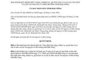 Quyết định 26/2015/QĐ-UBND chức năng nhiệm vụ quyền hạn tổ chức Sở Tài nguyên Môi trường Đắk Nông