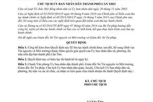 Quyết định 3034/QĐ-UBND thủ tục hành chính thuộc thẩm quyền ủy ban nhân dân xã Cần Thơ 2015