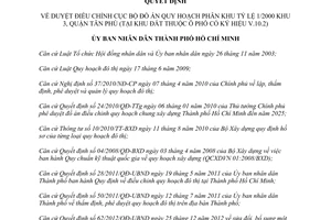 Quyết định 5264/QĐ-UBND duyệt điều chỉnh cục bộ đồ án quy hoạch phân khu Tân Phú Hồ Chí Minh 2015