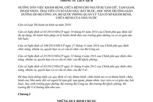 Thông tư liên tịch 07/2015/TTLT-BCA-BQP-BYT khám chữa bệnh người bị tạm giữ tạm giam phạm nhân
