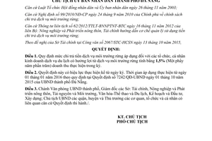 Quyết định 7720/QĐ-UBND mức chi trả tiền dịch vụ môi trường rừng Đà Nẵng 2015