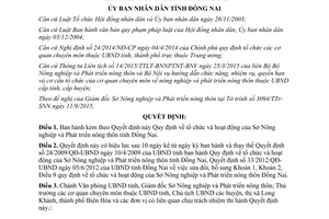 Quyết định 34/2015/QĐ-UBND tổ chức hoạt động sở nông nghiệp phát triển nông thôn Đồng Nai