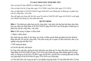 Quyết định 43/2015/QĐ-UBND đánh giá phân loại cán bộ công chức viên chức Phú Yên