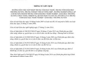 Thông tư liên tịch 39/2015/TTLT-BLĐTBXH-BGDĐT-BNV tổ chức trung tâm giáo dục nghề nghiệp thường xuyên
