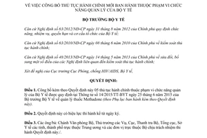 Quyết định 4308/QĐ-BYT thủ tục hành chính mới được ban hành thuộc phạm vi chức năng quản lý của Bộ Y tế