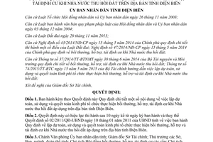 Quyết định 17/2015/QĐ-UBND hỗ trợ tái định cư khi Nhà nước thu hồi đất Điện Biên