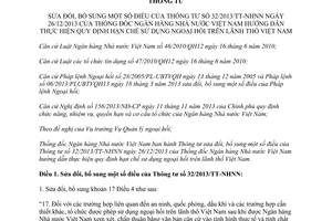 Thông tư 16/2015/TT-NHNN sửa đổi Thông tư số 32/2013/TT-NHNN hạn chế sử dụng ngoại hối