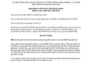 Nghị quyết 14/2015/NQ-HĐND tiêu chí dự án đầu tư công trọng điểm nhóm C Đắk Nông