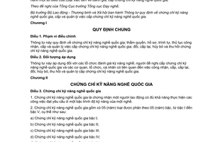 Thông tư 38/2015/TT-BLĐTBXH cấp quản lý việc cấp chứng chỉ kỹ năng nghề quốc gia