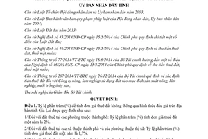 Quyết định 30/2015/QĐ-UBND tỷ lệ phần trăm tính đơn giá thuê đất thuê mặt nước không đấu giá Gia Lai