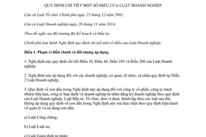 Nghị định 96/2015/NĐ-CP Quy định chi tiết một số điều của luật doanh nghiệp