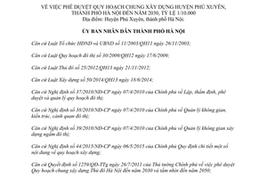 Quyết định 5517/QĐ-UBND Quy hoạch chung xây dựng huyện Phú Xuyên thành phố Hà Nội 2015