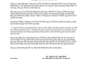 Công văn 4399/TCT-QLN không tính tiền chậm nộp 2015