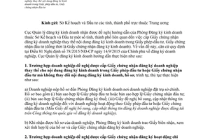 Công văn 228/ĐKKD-NV cấp giấy chứng nhận đăng ký doanh nghiệp thay thế nội dung đăng ký kinh doanh 2015