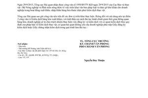 Công văn 8960/TCHQ-VP phối hợp thủ tục kiểm dịch thực vật với thủ tục hải quan 2015