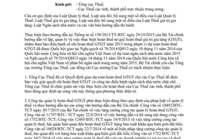 Công văn 13822/BTC-TCT quản lý đúng quy định pháp luật chi hoàn thuế giá trị gia tăng 2015